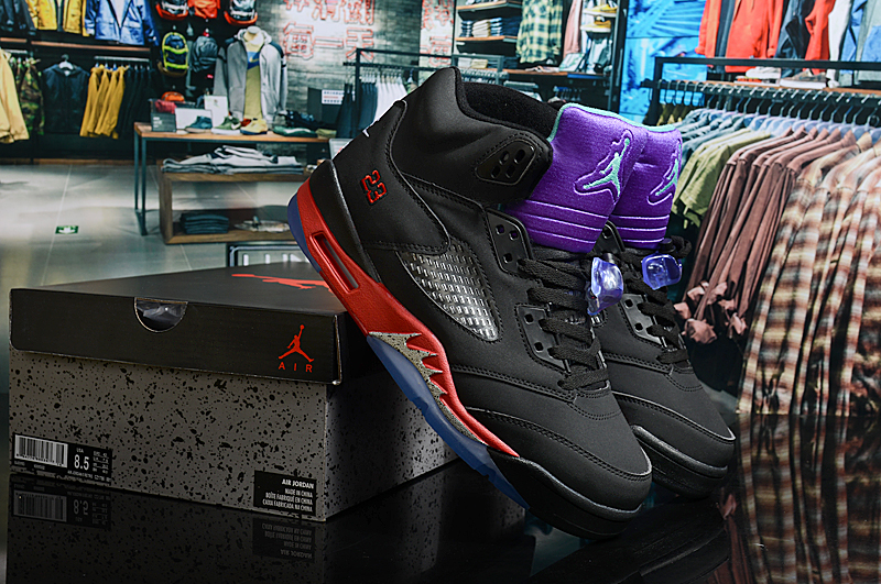 2020 Air Jordan 5 Black Red Purple Shoes - Click Image to Close